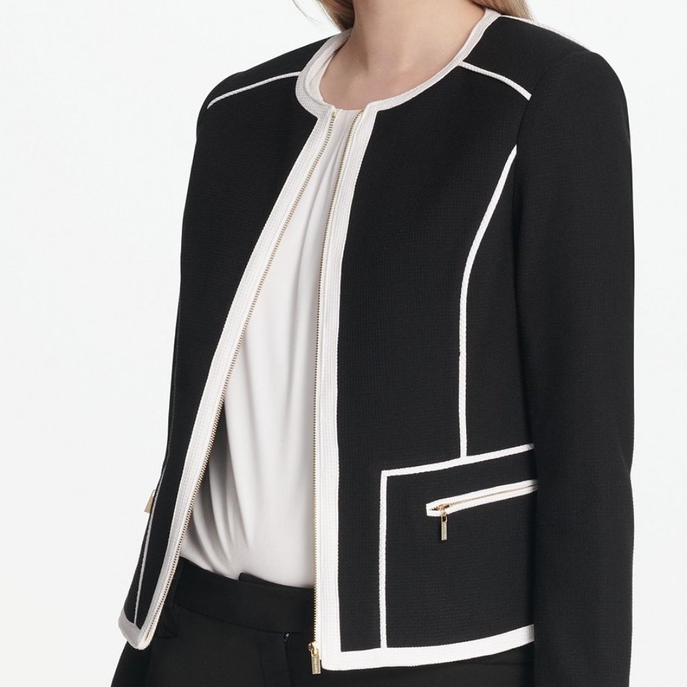 𝅺calvin Klein Piped Trim Jacket